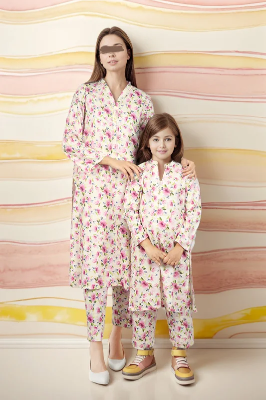 SAYA's Printed Khaddar Viscose Stitched For Mom And Daughter