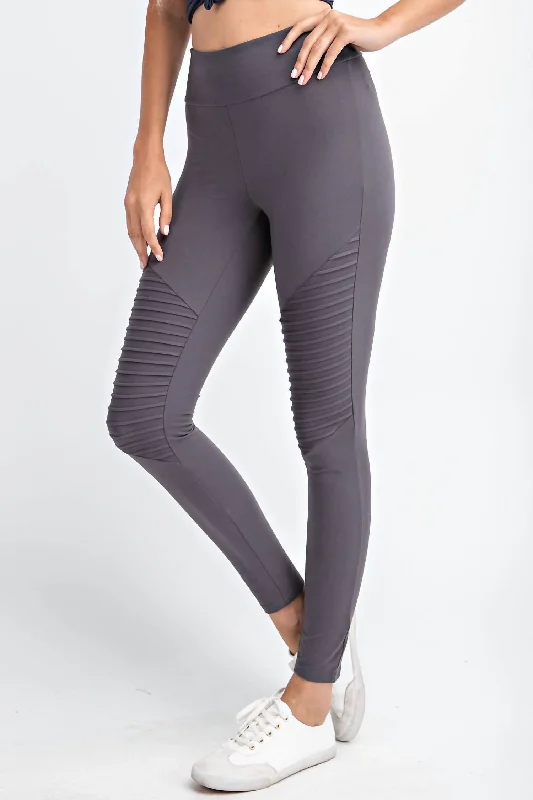 Full Length Moto Leggings In Grey