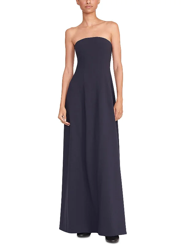 Benjamin Womens Pintuck Tea-Length Maxi Dress