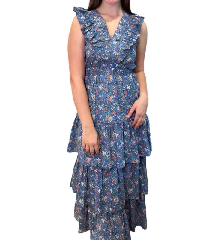 Charlotte Maxi Dress In Indigo Floral