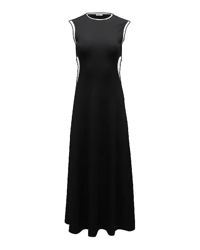 Christopher Esber Negative Space Rib Maxi Dress in Black Polyester