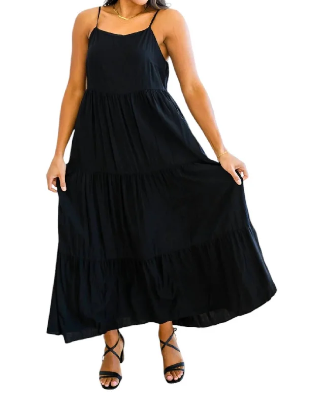 Classically Cool Tiered Maxi Dress In Black