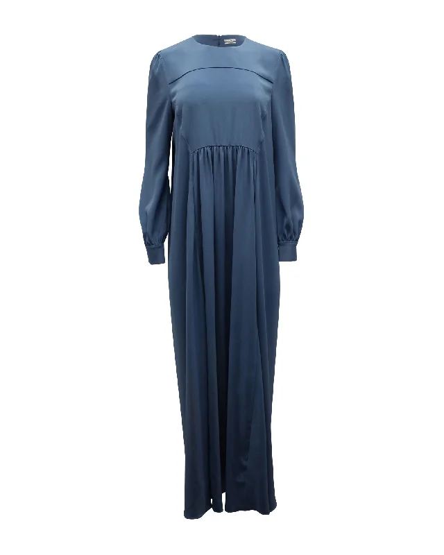 Co Long Sleeve Maxi Dress in Blue Triacetate