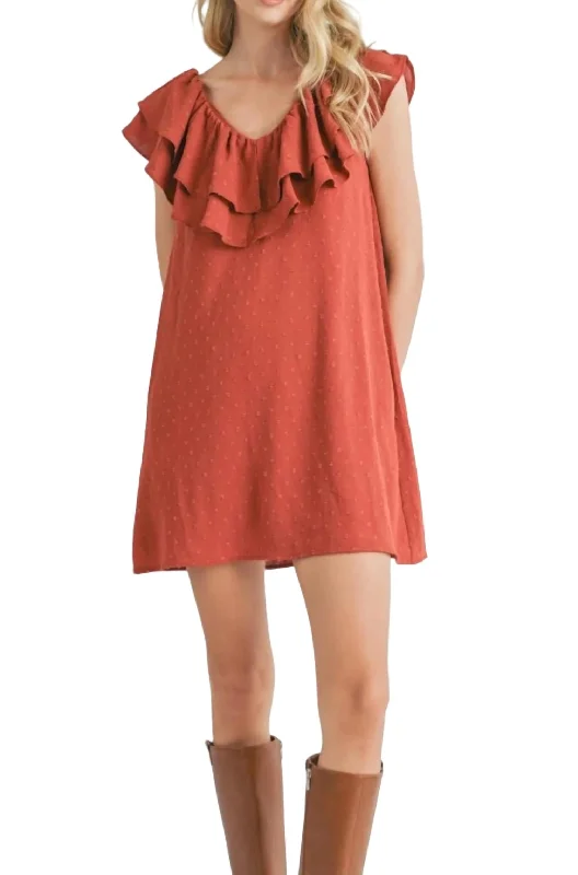 Collectible Layered Ruffle Mini Dress In Marsala