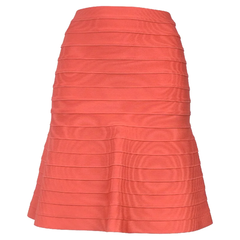 Herve Leger Knee Length Skirt in Orange Rayon