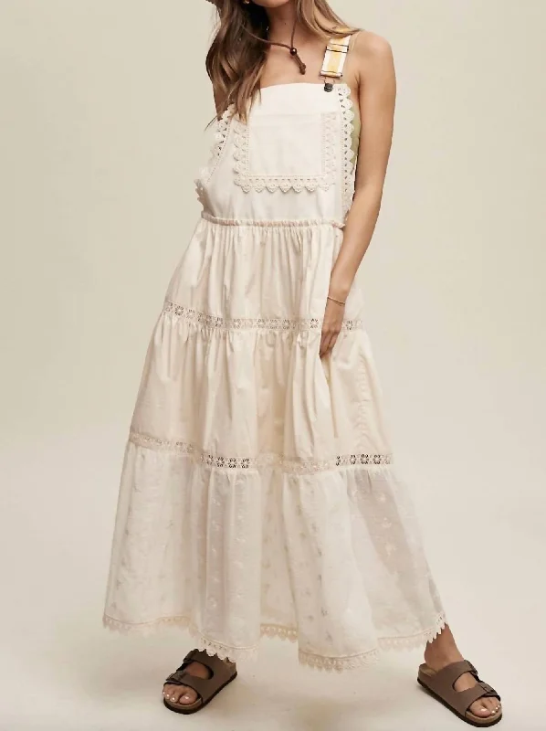 Romantic Overall Maxi Dress In Ivory