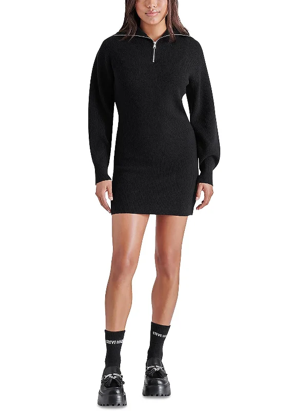 Rowena Womens Knit Mini Sweaterdress