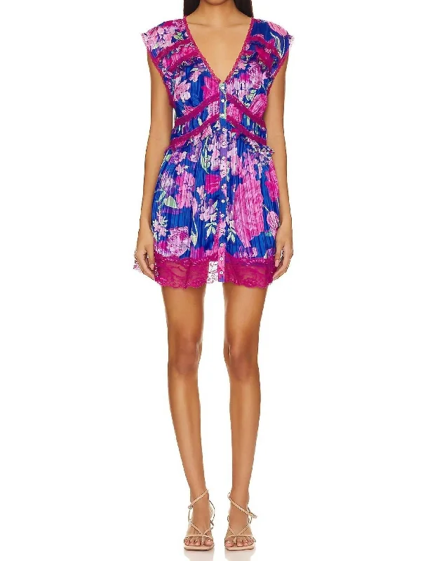 Spring Fling Mini Dress In Ultra Violet Combo