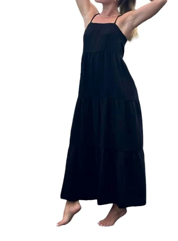 Tiered Cami Maxi Dress In Black