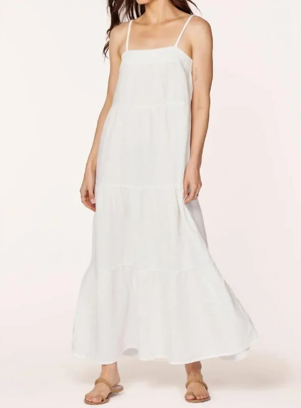 Tiered Cami Maxi Dress In White