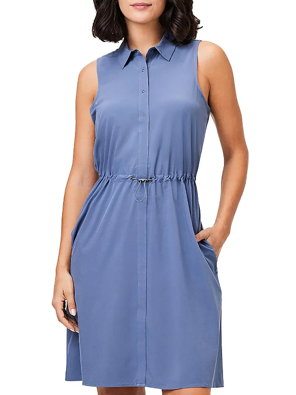 Womens Collared Mini Shift Dress