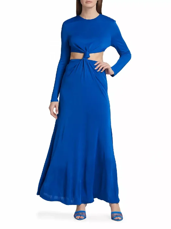 Women's Knot Cut Out Maxi Dress In Medium Blue