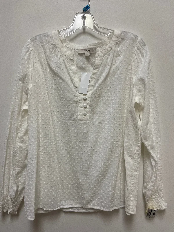 Top Long Sleeve By Loft In White, Size: M