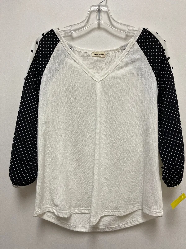 Top Long Sleeve By Main Strip In Black & White, Size: M