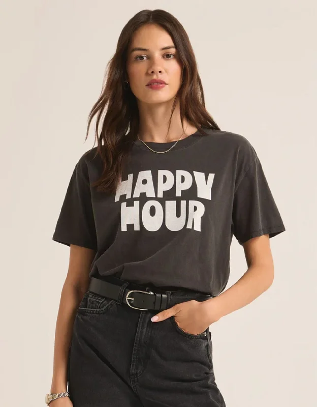 Z Supply Happy Hour Boyfriend Tee BLACK SAND