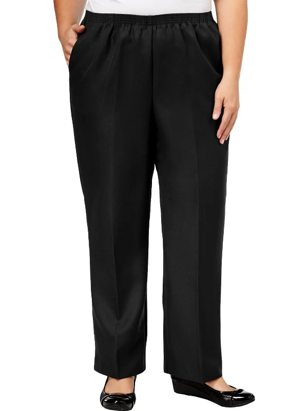 Plus Womens High Rise Office Straight Leg Pants