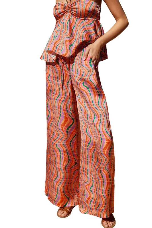 Wide Leg Pull On Pants In Disco Animal