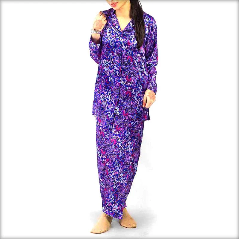 Sharp Purple Printed Pajama Set Nightwear