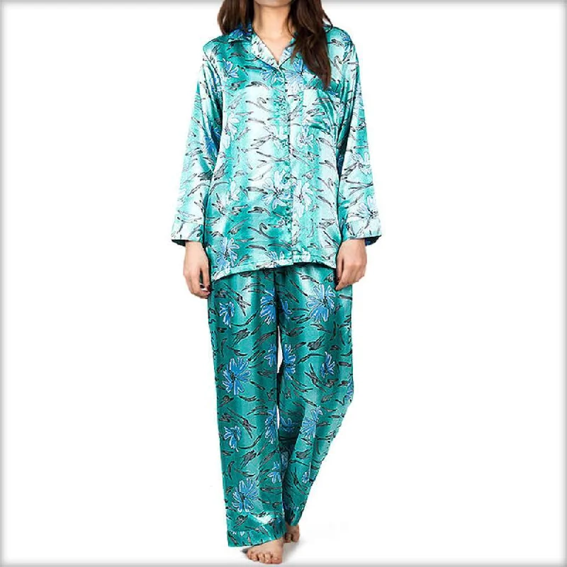 Turquoise Printed Pajama Set Nightwear