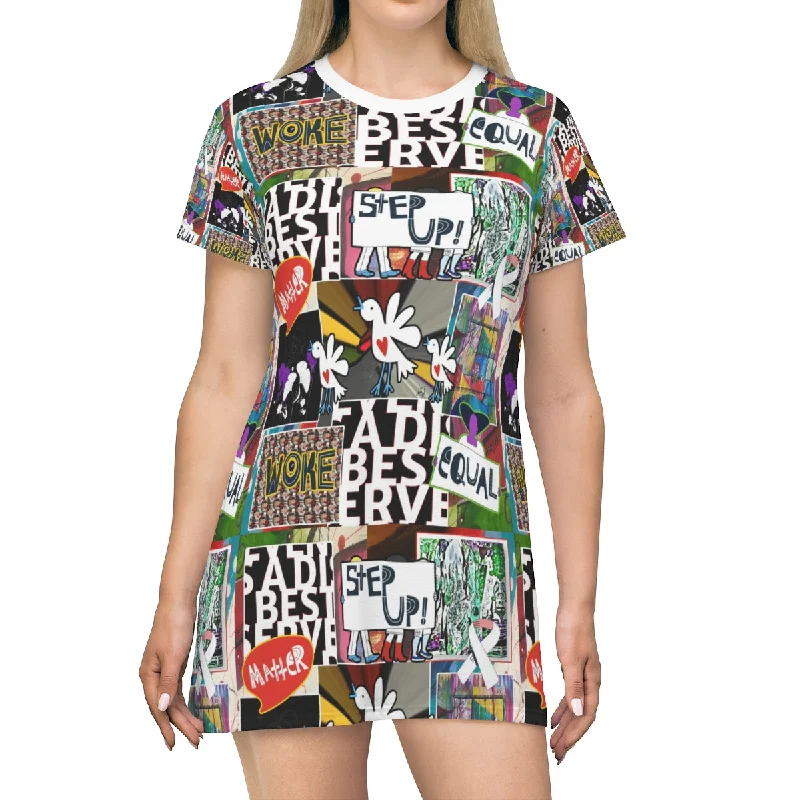 All Over Print T-Shirt Dress STEP UP