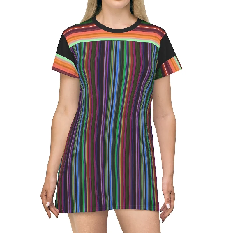 All Over Print T-Shirt Dress STRIPES