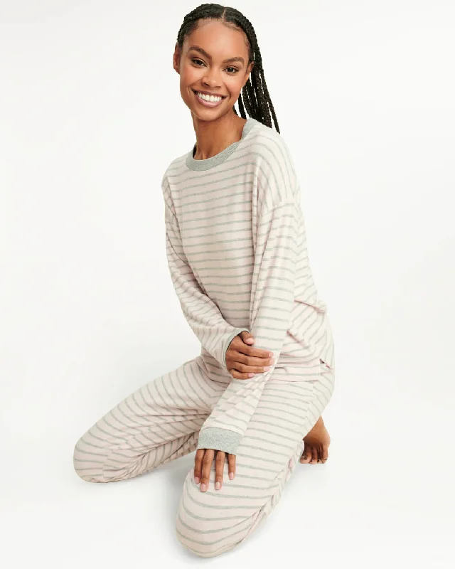 Elora Long Sleeve Jogger Set in Heather Stripe