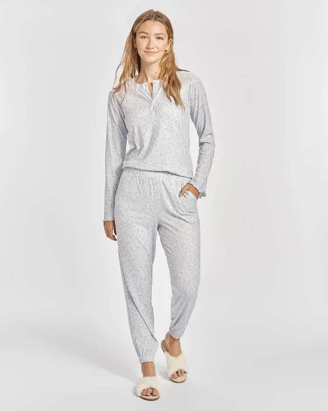 Juno Fuzzy Rib Henley PJ Set