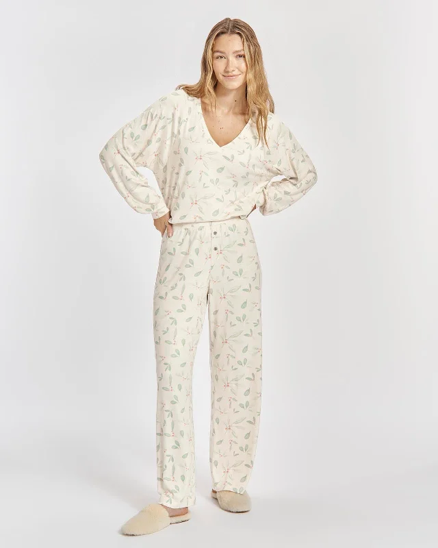 Zaria V-Neck Wide Leg PJ Set