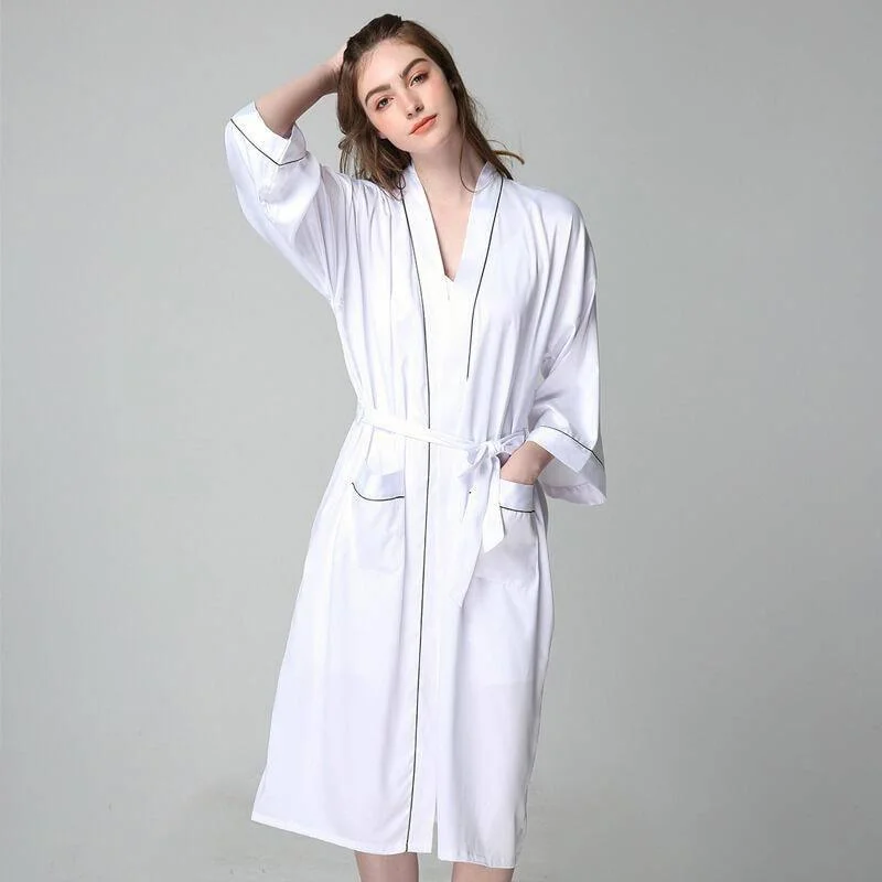 22MM Luxury Silk Robe For Women Mid Length Silk Bathrobe Silk Nightwear