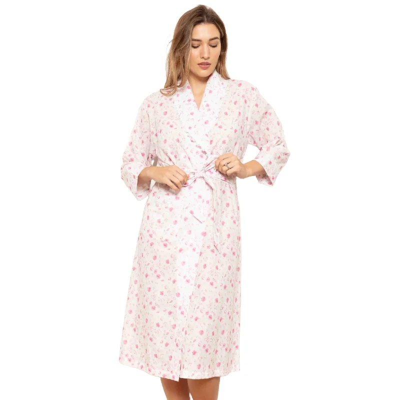 Cottonreal Women's KIKI Super Voile Mini Rose Pink Grace Shawl Robe